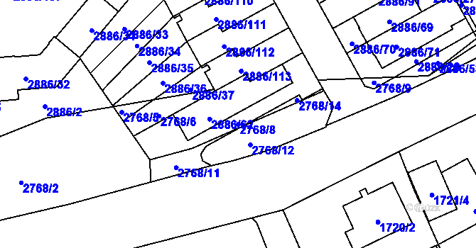 Parcela st. 2768/8 v KÚ Kyje, Katastrální mapa