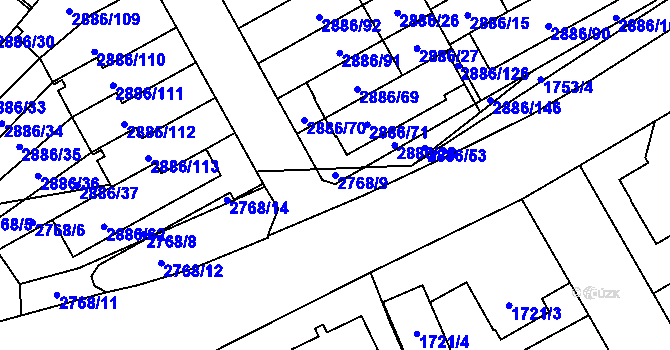 Parcela st. 2768/9 v KÚ Kyje, Katastrální mapa