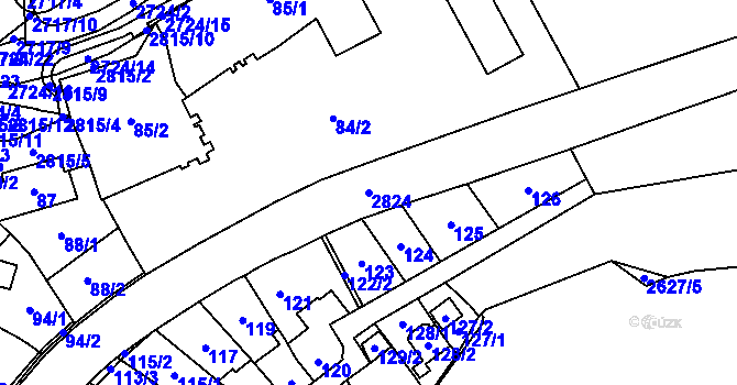Parcela st. 2824 v KÚ Kyje, Katastrální mapa