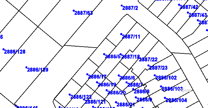 Parcela st. 2886/5 v KÚ Kyje, Katastrální mapa