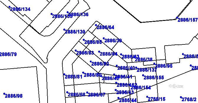 Parcela st. 2886/84 v KÚ Kyje, Katastrální mapa