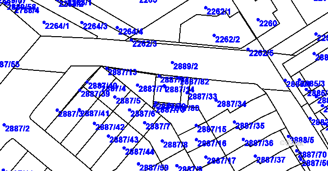 Parcela st. 2887/14 v KÚ Kyje, Katastrální mapa