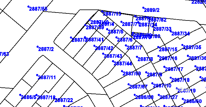 Parcela st. 2887/43 v KÚ Kyje, Katastrální mapa