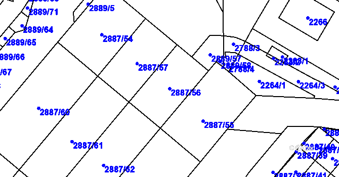 Parcela st. 2887/56 v KÚ Kyje, Katastrální mapa