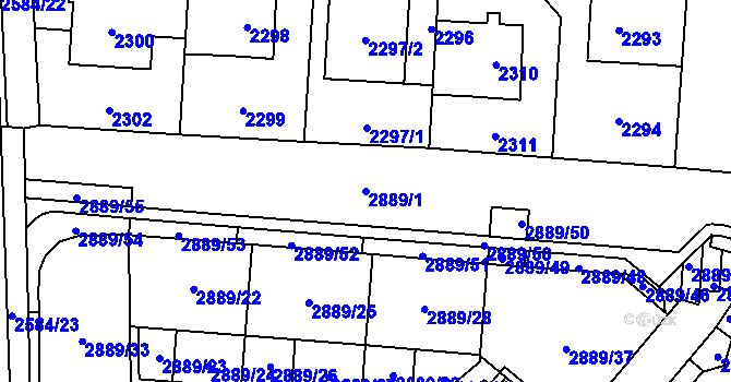 Parcela st. 2889/1 v KÚ Kyje, Katastrální mapa