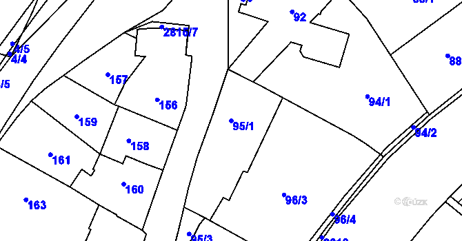 Parcela st. 95/1 v KÚ Kyje, Katastrální mapa