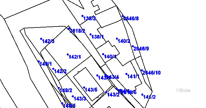 Parcela st. 140/1 v KÚ Kyje, Katastrální mapa