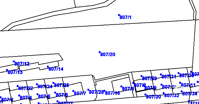 Parcela st. 807/20 v KÚ Kyje, Katastrální mapa