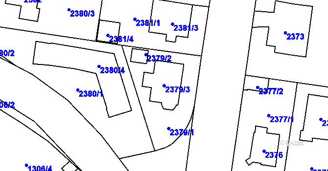 Parcela st. 2379/3 v KÚ Kyje, Katastrální mapa