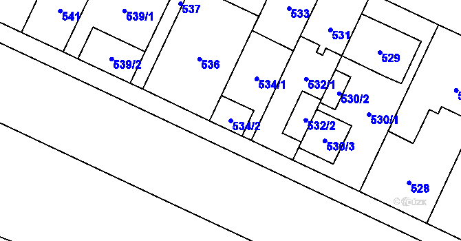 Parcela st. 534/2 v KÚ Kyje, Katastrální mapa