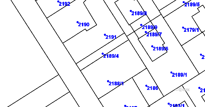Parcela st. 2189/4 v KÚ Kyje, Katastrální mapa