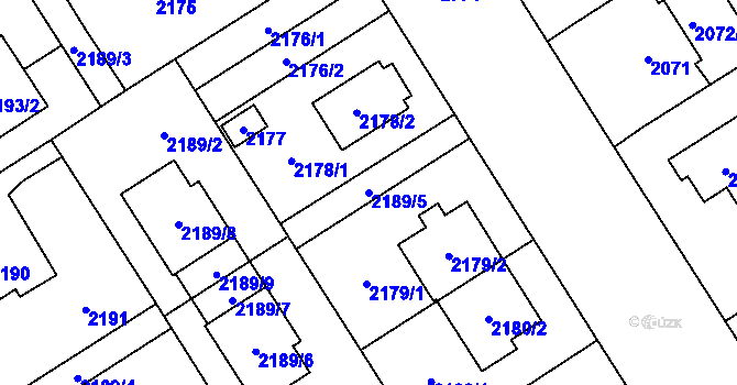 Parcela st. 2189/5 v KÚ Kyje, Katastrální mapa