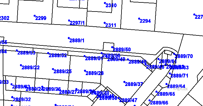 Parcela st. 2889/56 v KÚ Kyje, Katastrální mapa