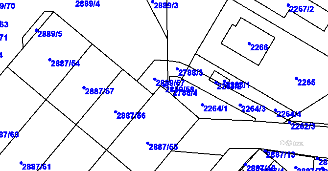 Parcela st. 2889/58 v KÚ Kyje, Katastrální mapa