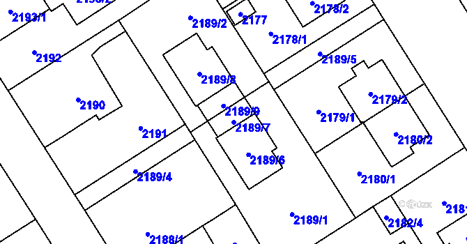 Parcela st. 2189/7 v KÚ Kyje, Katastrální mapa