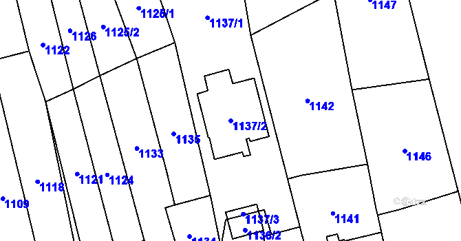 Parcela st. 1137/2 v KÚ Kyje, Katastrální mapa