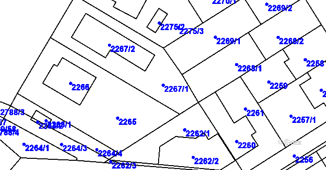 Parcela st. 2267/1 v KÚ Kyje, Katastrální mapa