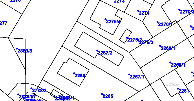 Parcela st. 2267/2 v KÚ Kyje, Katastrální mapa