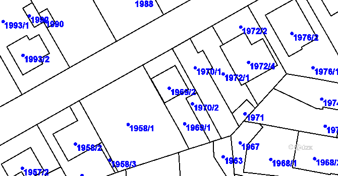 Parcela st. 1969/2 v KÚ Kyje, Katastrální mapa
