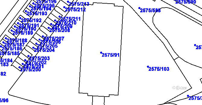 Parcela st. 2575/91 v KÚ Kyje, Katastrální mapa