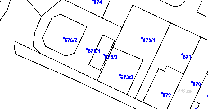 Parcela st. 676/3 v KÚ Kyje, Katastrální mapa