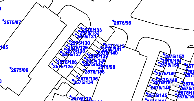 Parcela st. 2575/140 v KÚ Kyje, Katastrální mapa