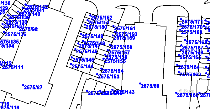 Parcela st. 2575/156 v KÚ Kyje, Katastrální mapa