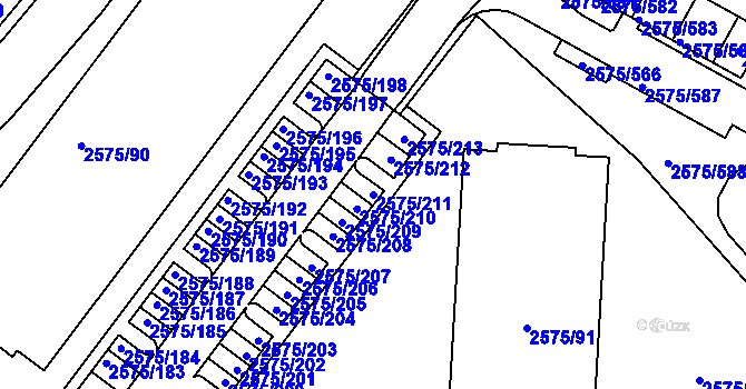 Parcela st. 2575/211 v KÚ Kyje, Katastrální mapa