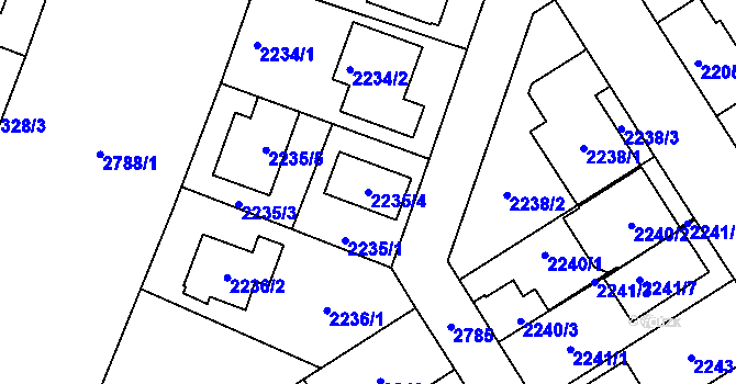 Parcela st. 2235/4 v KÚ Kyje, Katastrální mapa