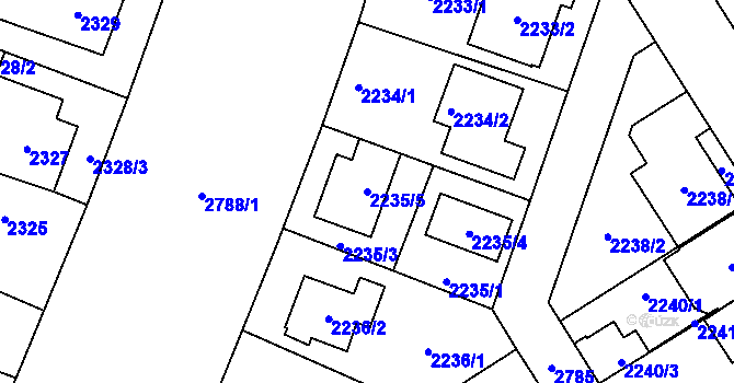 Parcela st. 2235/5 v KÚ Kyje, Katastrální mapa