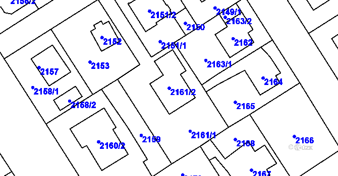 Parcela st. 2161/2 v KÚ Kyje, Katastrální mapa