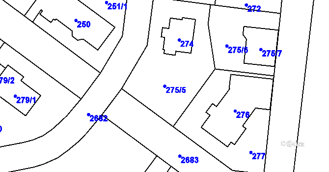 Parcela st. 275/5 v KÚ Kyje, Katastrální mapa