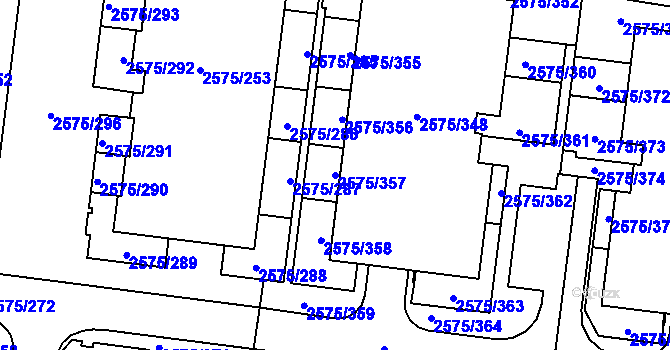 Parcela st. 2575/357 v KÚ Kyje, Katastrální mapa