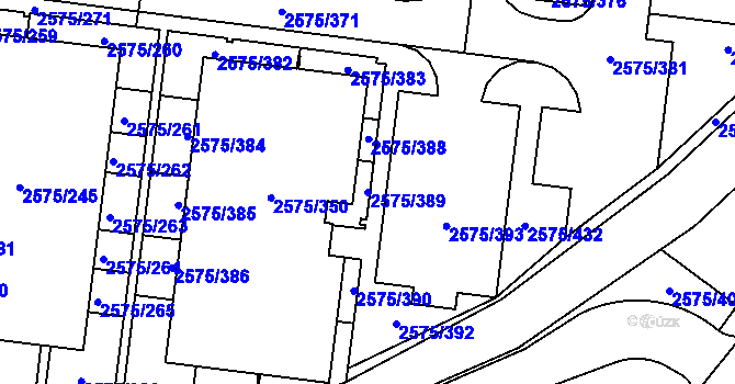 Parcela st. 2575/389 v KÚ Kyje, Katastrální mapa