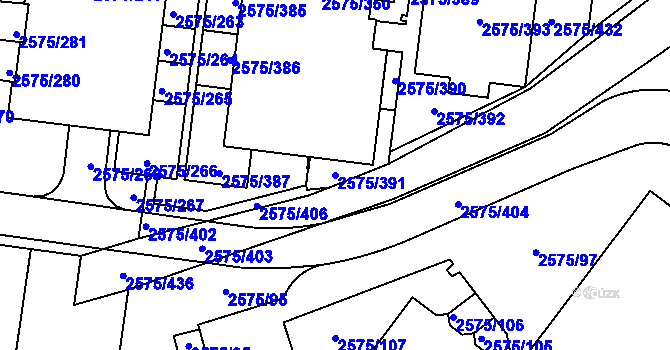 Parcela st. 2575/391 v KÚ Kyje, Katastrální mapa