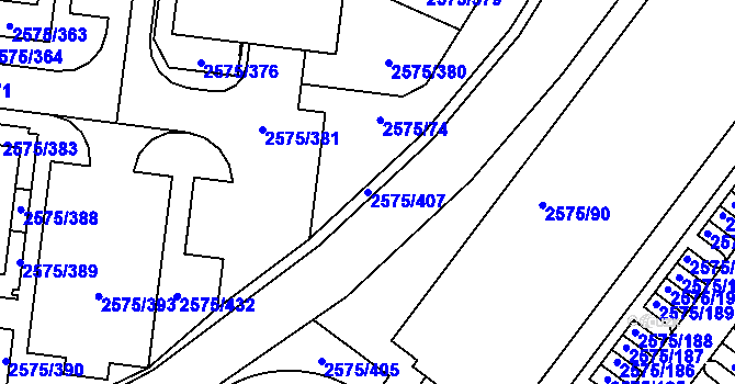 Parcela st. 2575/407 v KÚ Kyje, Katastrální mapa