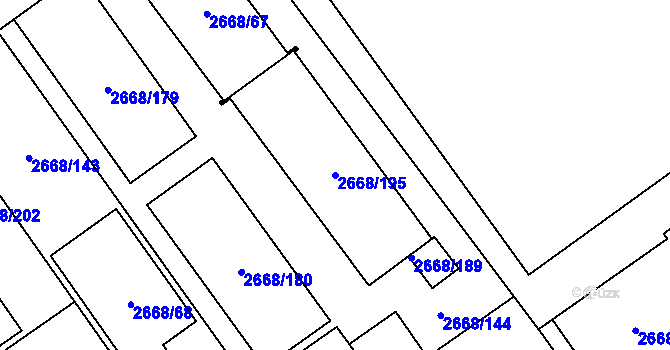 Parcela st. 2668/195 v KÚ Kyje, Katastrální mapa