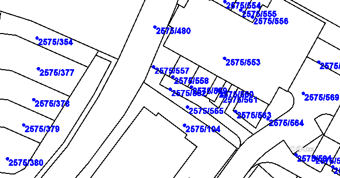 Parcela st. 2575/562 v KÚ Kyje, Katastrální mapa