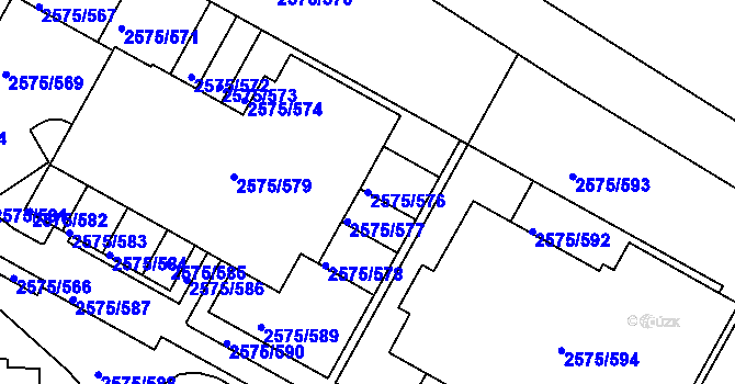 Parcela st. 2575/576 v KÚ Kyje, Katastrální mapa