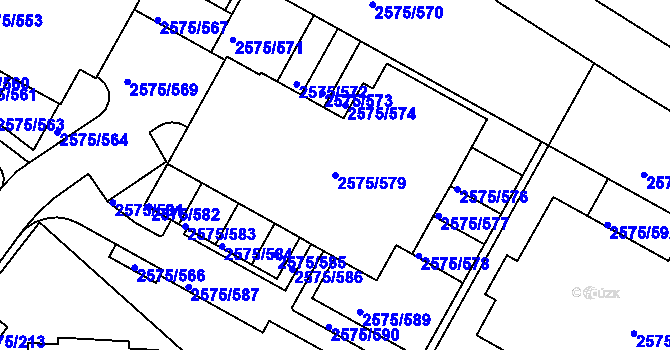 Parcela st. 2575/579 v KÚ Kyje, Katastrální mapa