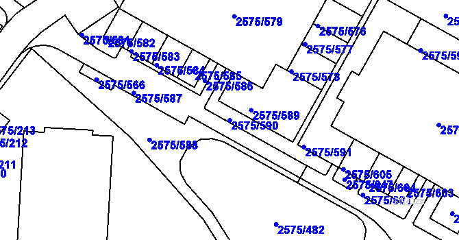 Parcela st. 2575/590 v KÚ Kyje, Katastrální mapa