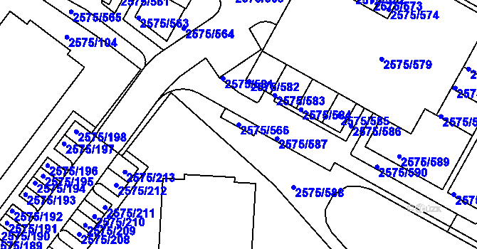 Parcela st. 2575/566 v KÚ Kyje, Katastrální mapa