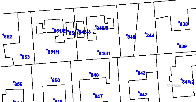 Parcela st. 846/1 v KÚ Kyje, Katastrální mapa