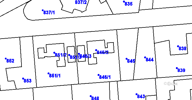 Parcela st. 846/2 v KÚ Kyje, Katastrální mapa