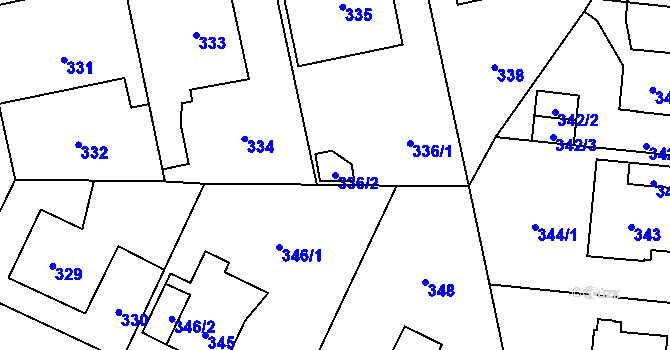 Parcela st. 336/2 v KÚ Kyje, Katastrální mapa