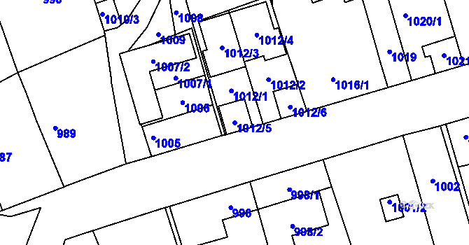 Parcela st. 1012/5 v KÚ Kyje, Katastrální mapa