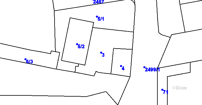Parcela st. 3 v KÚ Hloubětín, Katastrální mapa