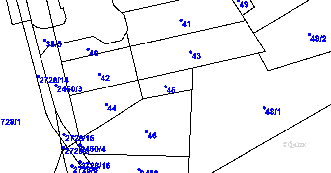 Parcela st. 45 v KÚ Hloubětín, Katastrální mapa