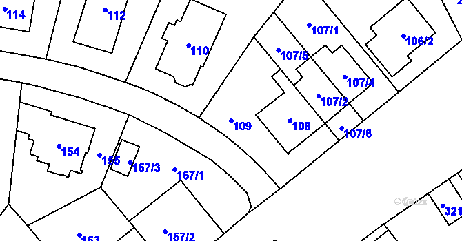 Parcela st. 109 v KÚ Hloubětín, Katastrální mapa