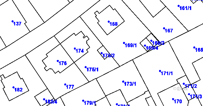 Parcela st. 175/2 v KÚ Hloubětín, Katastrální mapa
